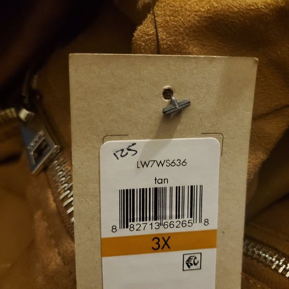 NWT Levi's Women's size 3X Faux Suede Belted Asymmetrical Moto Jacket Cognac Tan - Picture 8 of 10